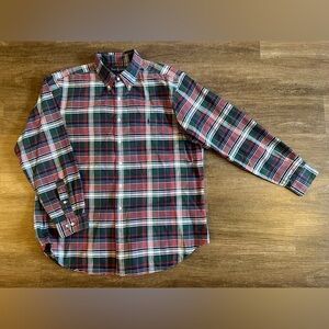 Ralph Lauren Mens 17  Button Down Shirt Red, Green, Blue Plaid‎ Tartan Pony D29